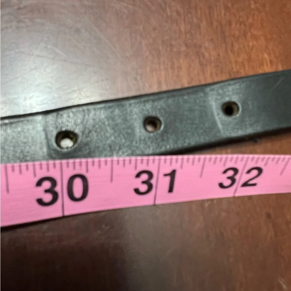 albatros belt black leather silver toned buckle & rings made in Italy EUC - Picture 5 of 6